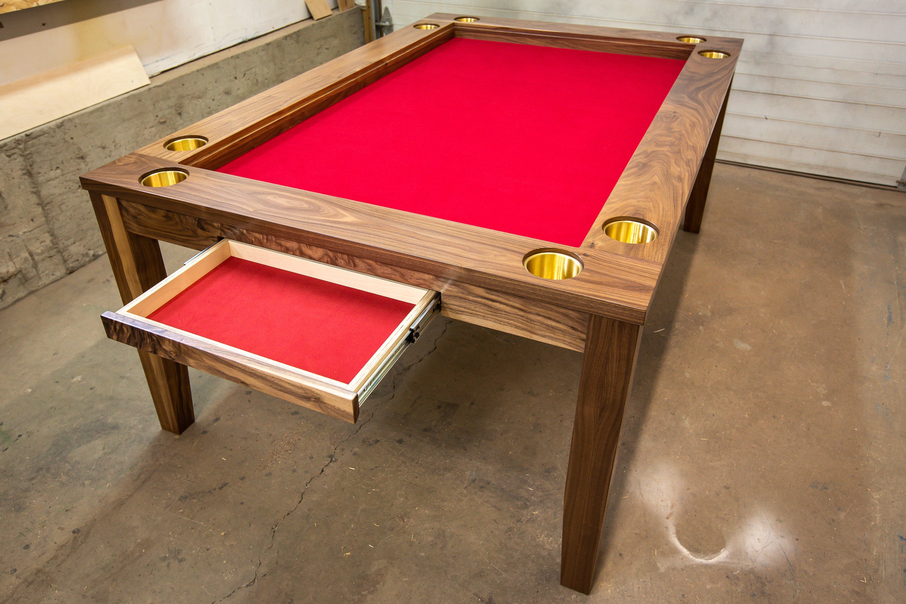 Walnut Board Game Table With Six Felt Lined Drawers Etsy