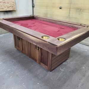 Walnut Board Game Table With Cabinet Base & 1-Piece Full Cover