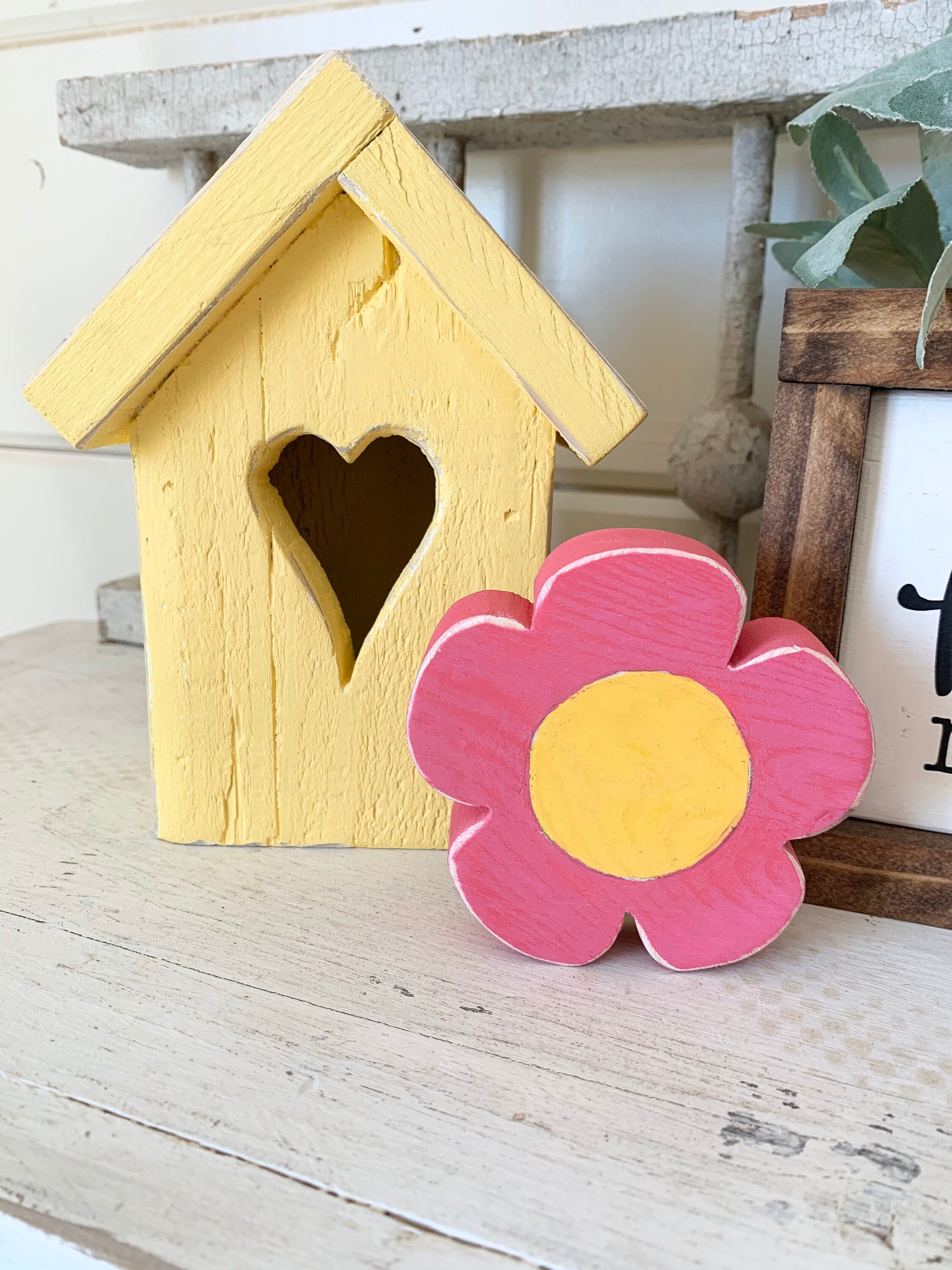 3 Mini Wood Flowers Etsy