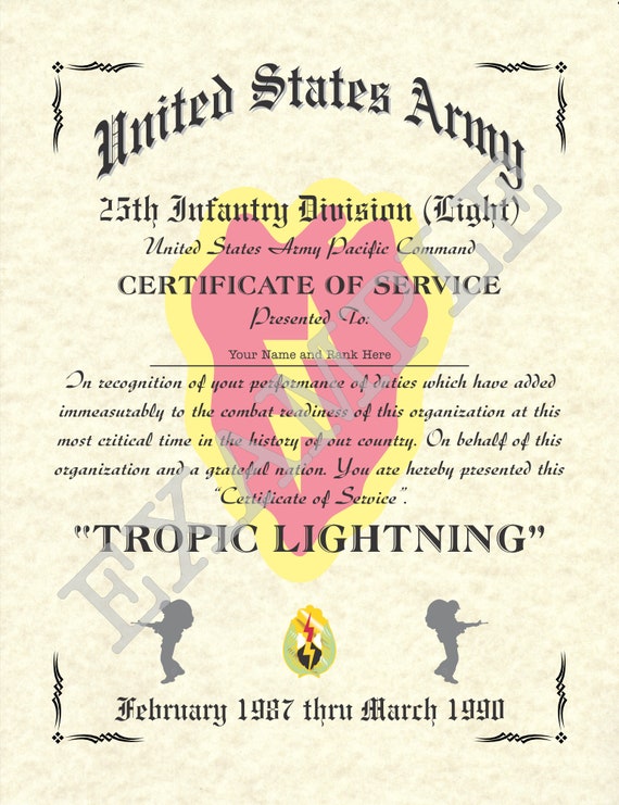 25th Infantry Division Unit Certificate Of Service 8 5 X Etsy Hours, address, tropic lightning museum reviews: 25th infantry division unit certificate of service 8 5 x 11 cos 1 design to choose from