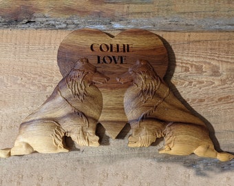 Collie Love     Woodcarving in Old Growth Cypress