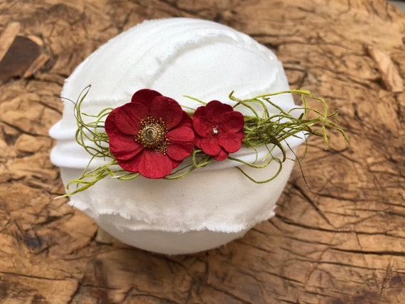 Baby Prop Newborn Photography Prop Rustic flower floral Headband DAINTY Tieback