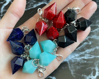 Add-On Tiny Diamond Charm - Glitter Resin Charms - Stitch Marker - Handmade OOAK Accessories - SOLD SEPARATELY