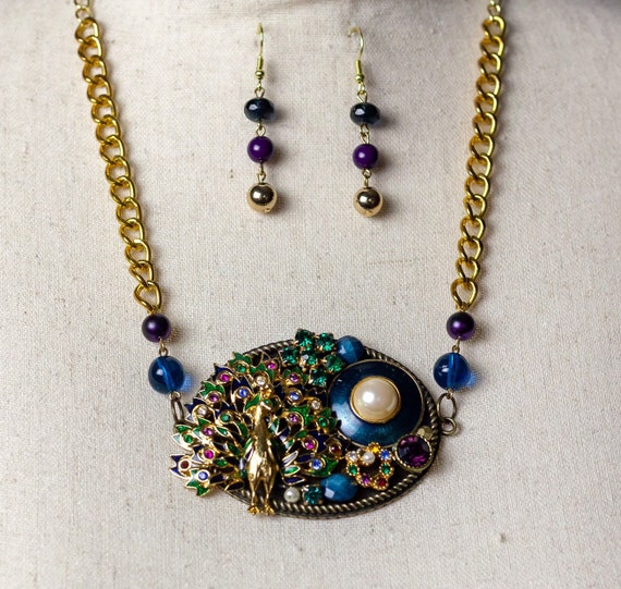 vintage peacock earrings