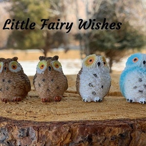 Owl miniature white barn owl with tan fairy garden decoration terrarium decoration miniature resin bird