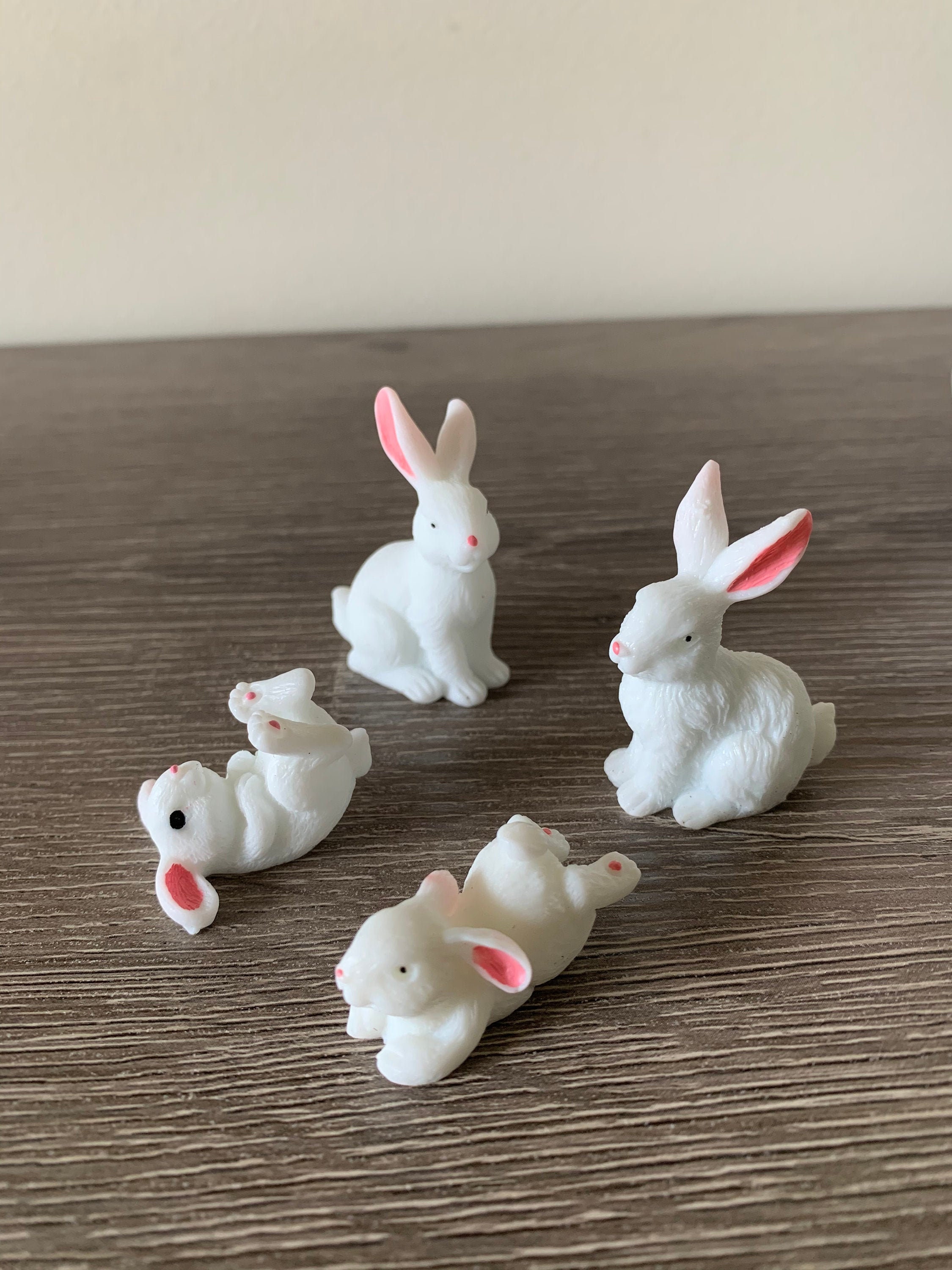 tyoungg 24 Pieces Fairy Garden Easter Rabbit Miniature Animal Figures 1.5 1.1 Inch 24 Rabbits 