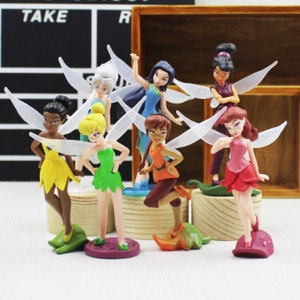 7pc Fairy Tinkerbell figures Tinker bell cake topper fairy garden decoration tink birthday figures Iridessa Vidia Pixie Hollow Silvermist