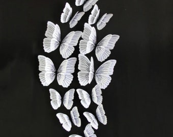 3D Butterflies White and Silver Paper MAGNET Translucent Wedding Room Decor Party Decoration Fast Shipping US 12pc Fantasy Mixed Colors