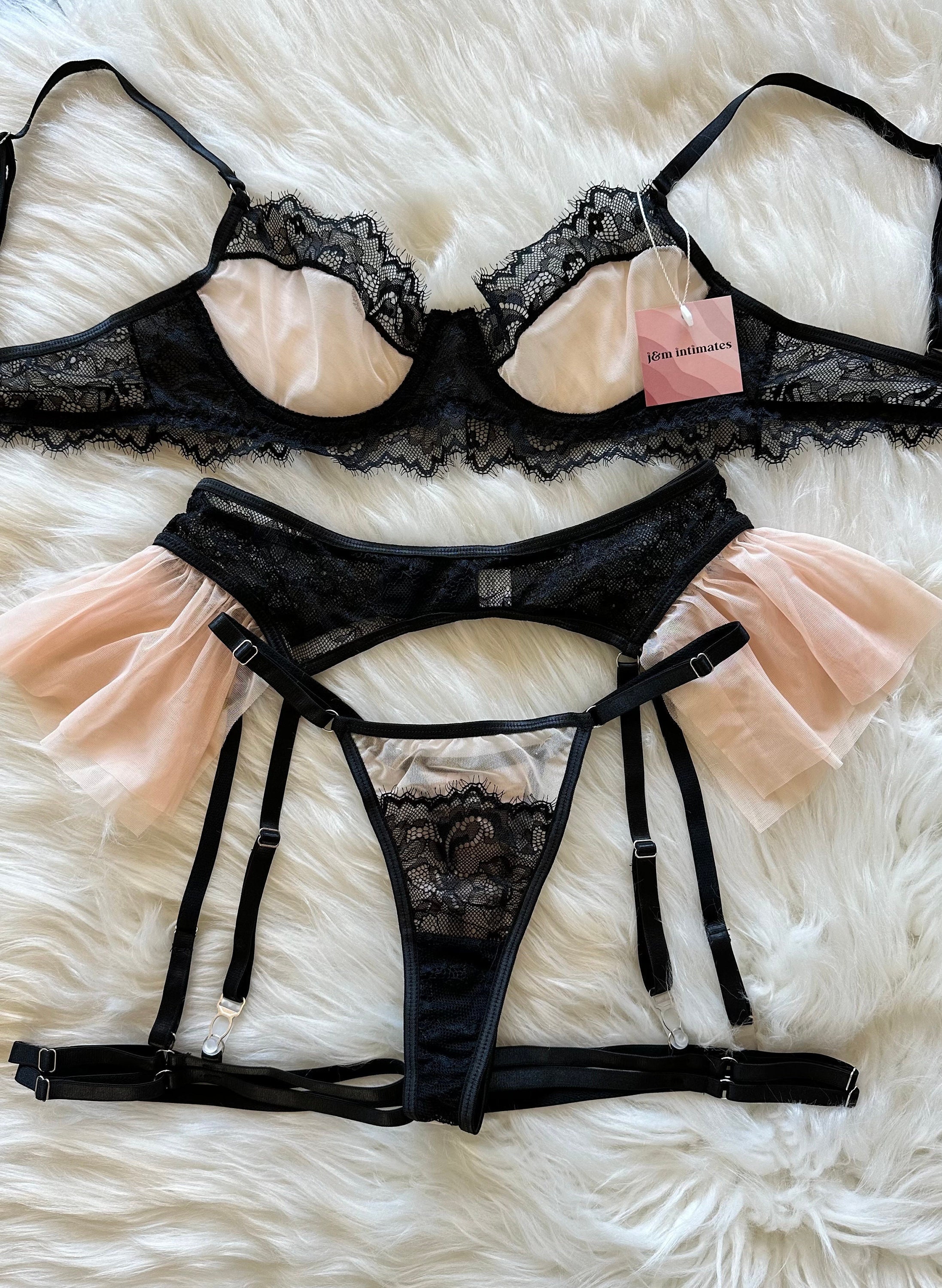 Sexy Black Sheer Lace Bralette Bra Panties Underwear Lingerie Set Plus Size  8-22