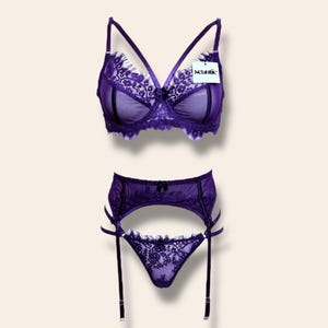 purple garter belt set Le Stretch Lace Garter Belt main image 0
