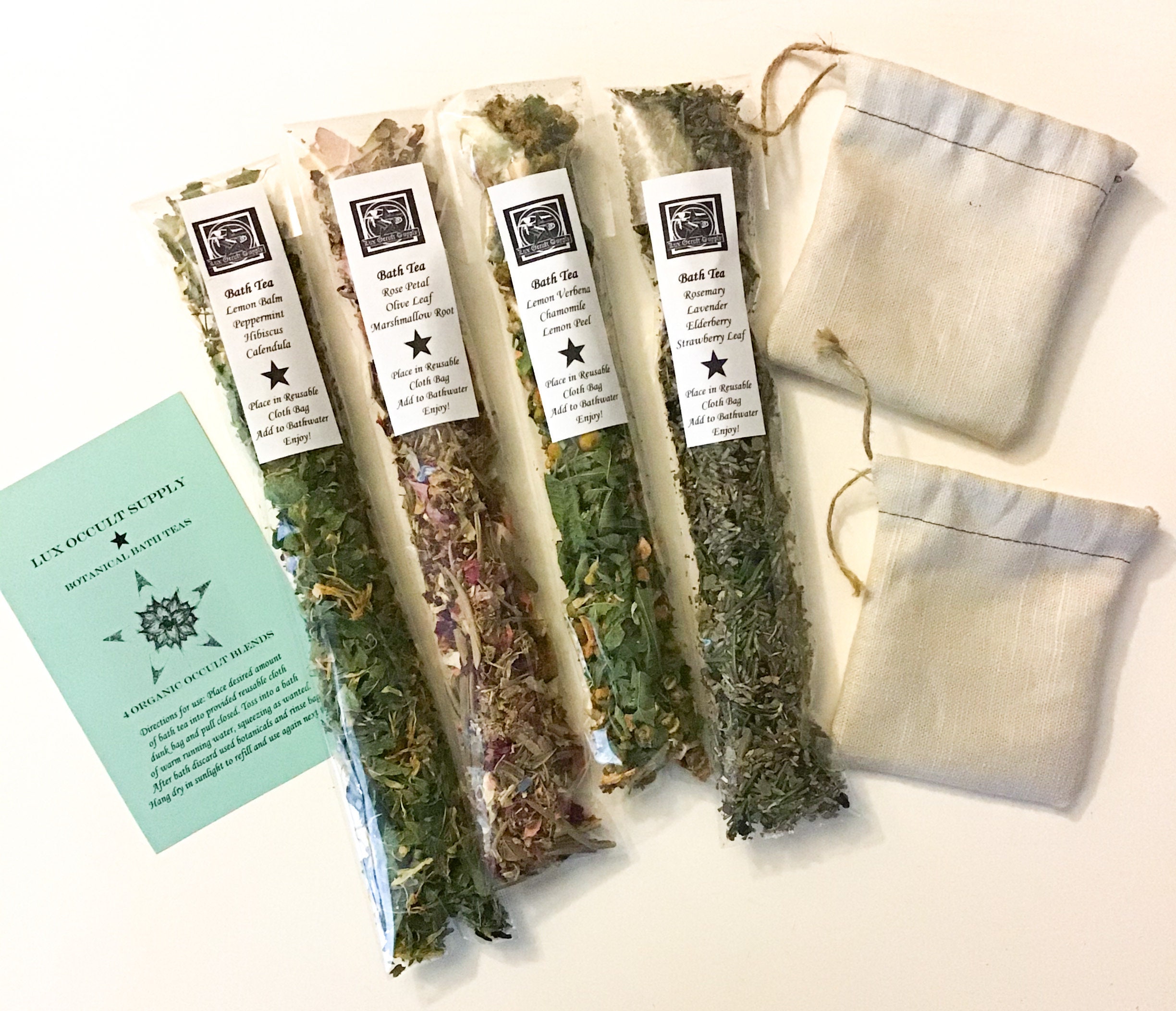 Botanical Bath Tea Bath Soaks Set of 4 Occult Organic Blends Etsy