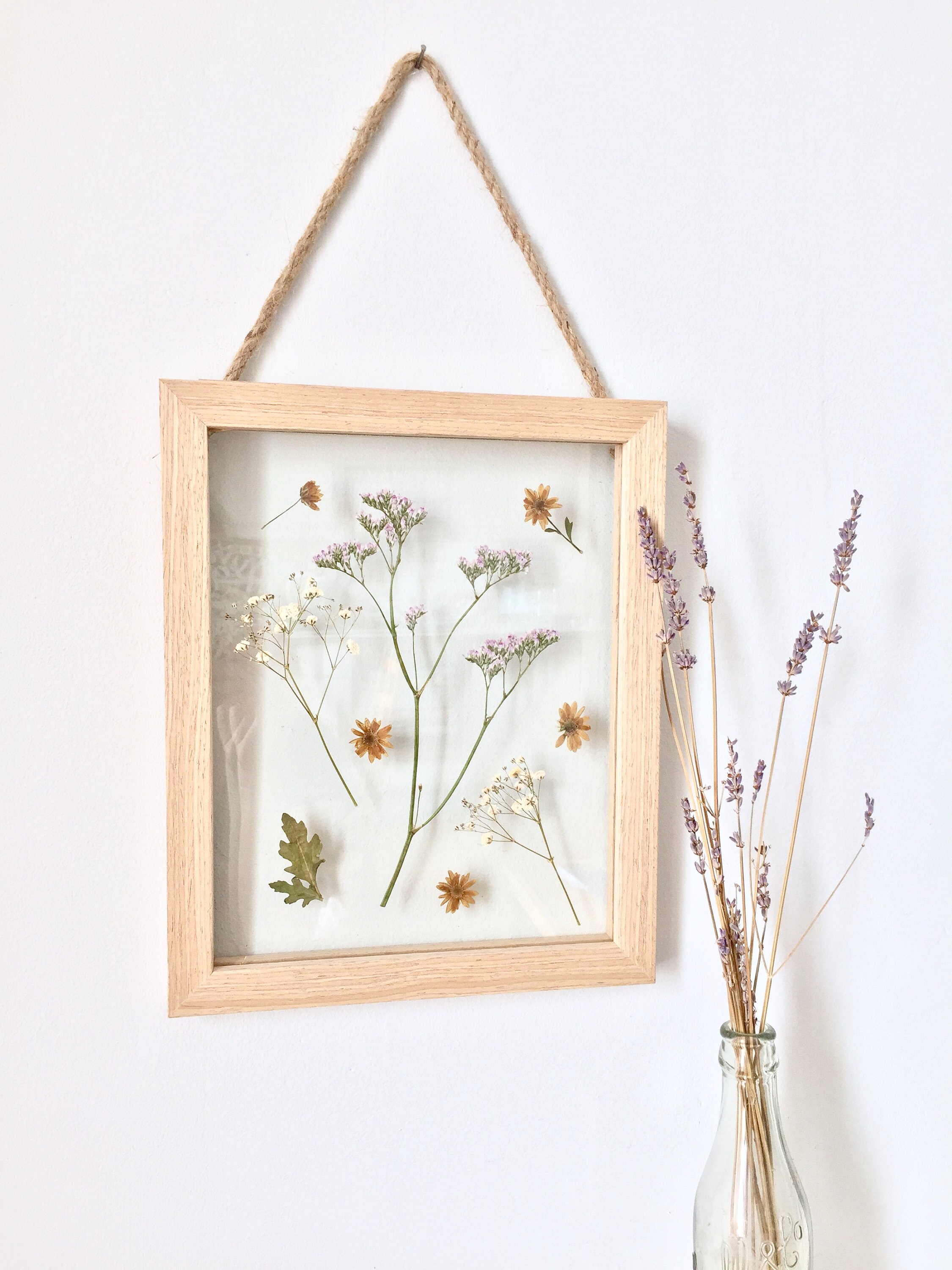 large pressed flower hanging wood frame large botanical Etsy