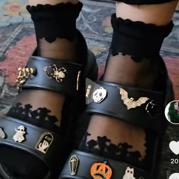 GOTH CROCS 'Mesh embroidered socks'