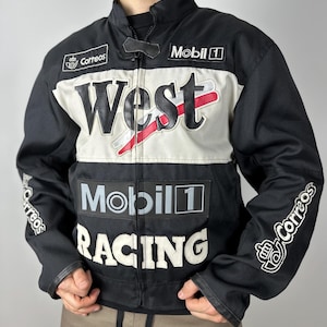 Vintage West F-1 Mobil 1 Racing Jacket Mens XL Mercedes Mclaren - Etsy