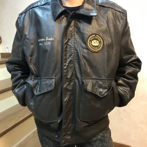 Chaqueta de cuero vintage Excelled A 2 Flyers Usa Excelled Marrón Talla M Autenticación rara