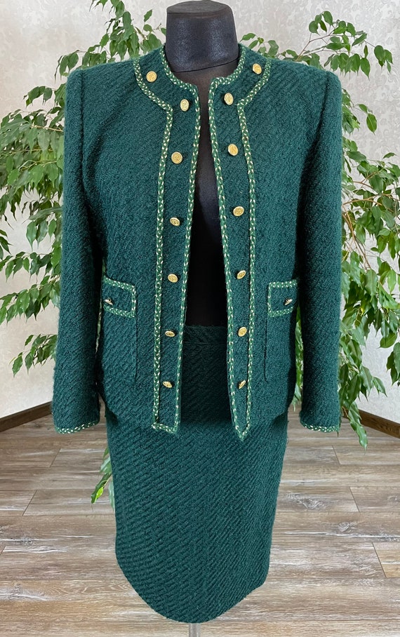 Paula Klein Suit Vintage Skirt Jacket Gold Green W