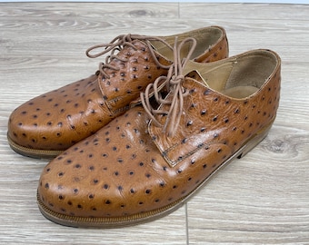 Handmacher Austria Shoes Ostrich Leather Brown US8 UK7  EUR41.5 Nice Derby