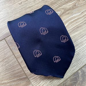 Extra Rare Hermes Horsebit Logo Silk Tie Necktie VINTAGE Blue Pink 60-70’s AUTH