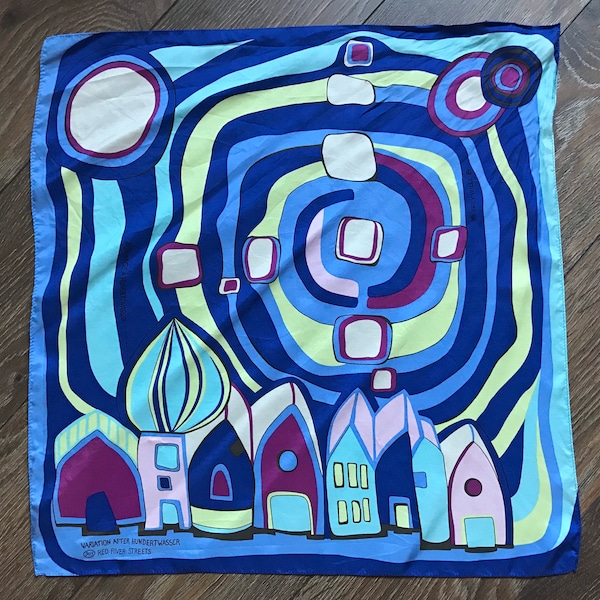 Hundertwasser Seide Schal Tuchschal Rare Vintage Art Silk Scarf Collector 905