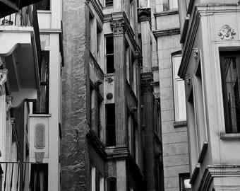 Istanbul Neighborhood Print | Turkey Black and White Photography | Urban Architecture Wall Art | Travel Photography Gift