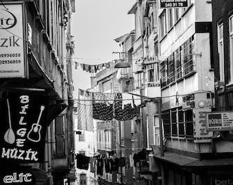 Istanbul Street Scene Print | Turkey Black and White Photography | Urban Street Life Wall Art | Travel Photography Gift