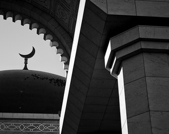 black and white landscape photography, turkmenistan, fine art photography, mosque, islam, Turkmenbashi Ruhy Mosque, Gypjak Mosque