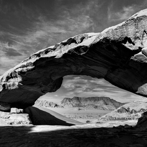 black and white landscape photography, jordan, fine art photography, jordan, wadi rum, arches