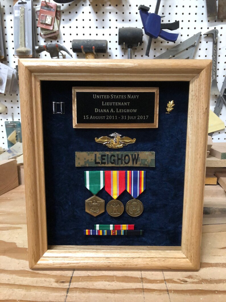 10 X 12 Oak Wood Shadow Box With Engraved Plaque free Etsy