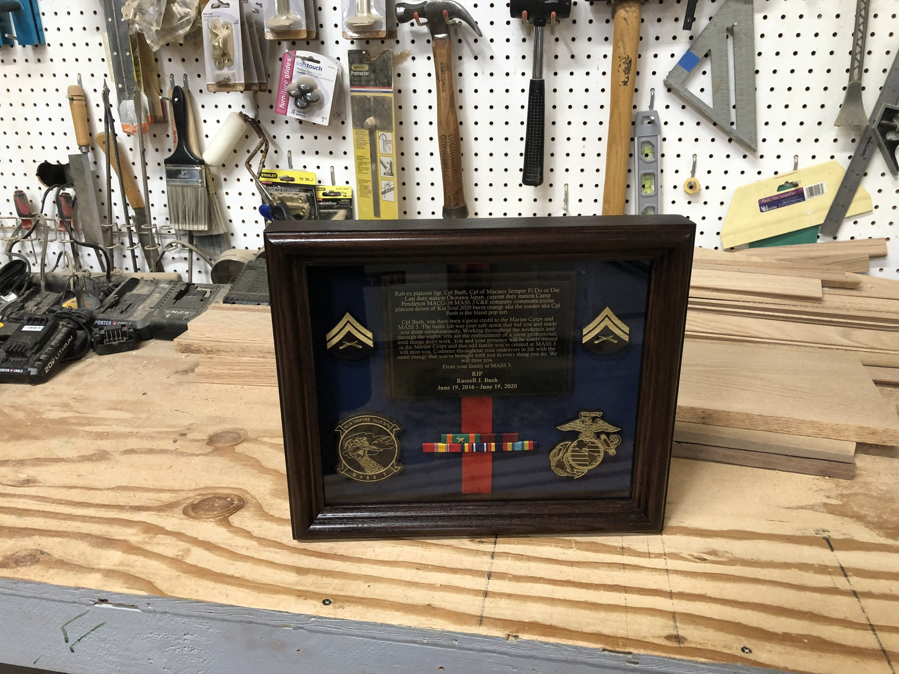 10 x 12 Oak Wood Shadow Box with engraved plaque Free Etsy