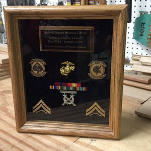 10 x 12 Oak Wood Shadow Box with engraved plaque (Free Shipping lower 48 states only)