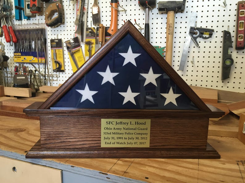 3x 5 Flag Case Pedestal with engraved plaque and military Etsy