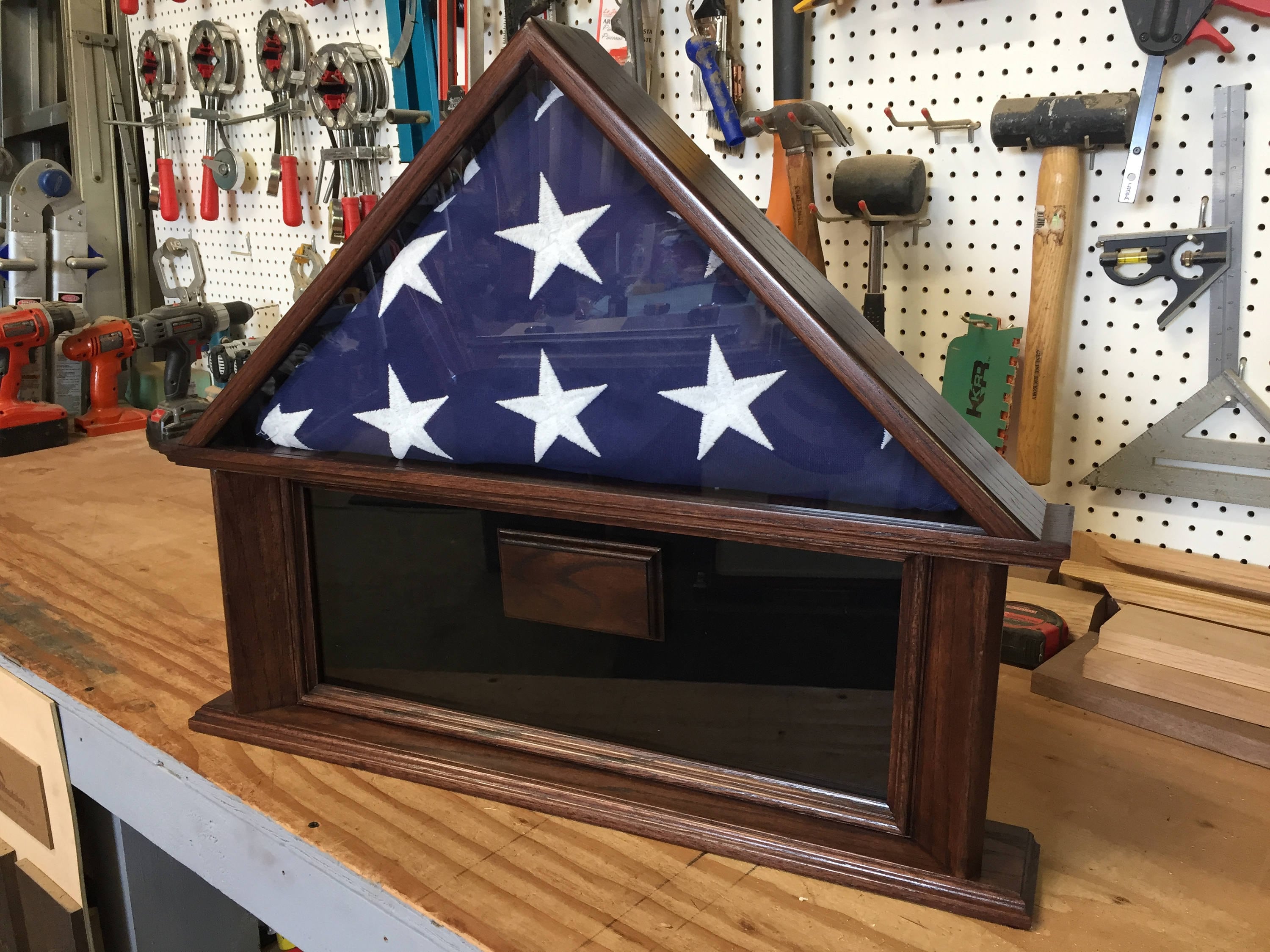 5 X 9 Memorial Flag Shadowbox With Laser Engraved Plaque Etsy
