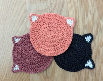 Crochet Cat Coaster *MADE TO ORDER* - Perfect Gift for Cat Lovers - Handmade