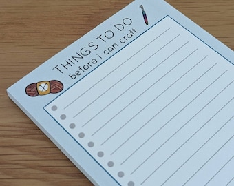 Crafters To Do List A6 Notepad - Cute Notepad - Crochet Memo Pad - Gifts for crafters - 50 sheets