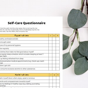 Self-Care Questionnaire - DIGITAL DOWNLOAD