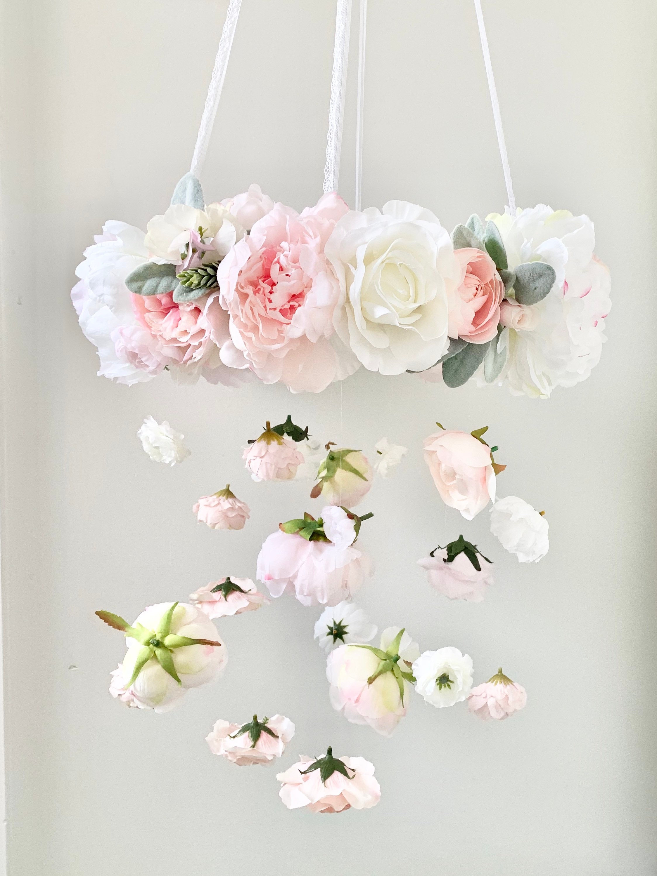 Pink Flower Mobile Nursery Mobile Baby Girl Mobile Etsy UK