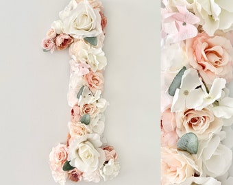 First birthday floral number, first birthday decor, birthday number, flower number, floral number, cakesmash decor,