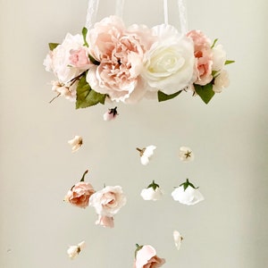 Flower Mobile, Nursery Mobile, Baby Girl Mobile, Princess Mobile, Floral Mobile, Rustic Mobile, flower chandelier image 10