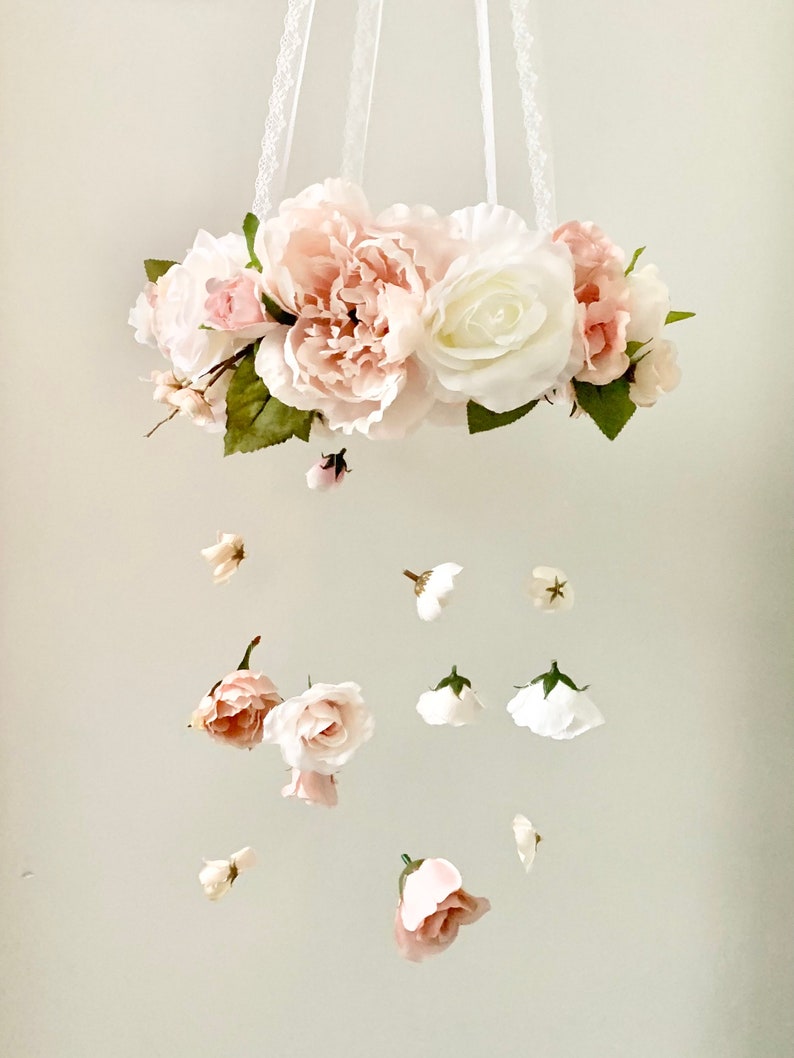 Flower Mobile, Nursery Mobile, Baby Girl Mobile, Princess Mobile, Floral Mobile, Rustic Mobile, flower chandelier image 10