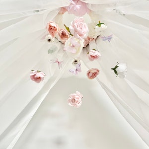 Flower Canopy, crib canopy, princess canopy, floral canopy, flower mobile, floral mobile, baby mobile image 2