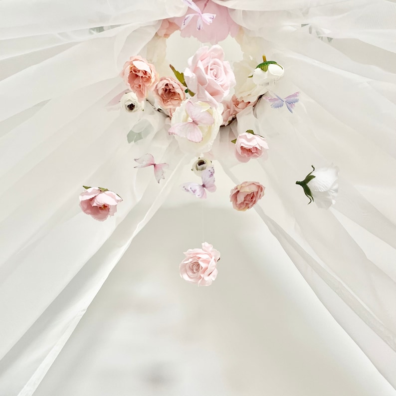 Flower Canopy, crib canopy, princess canopy, floral canopy, flower mobile, floral mobile, baby mobile image 2