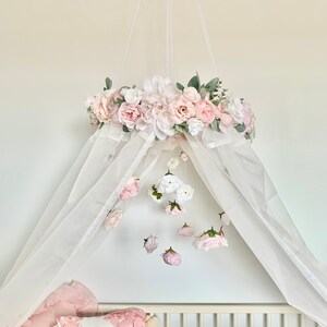 Flower Canopy, crib canopy, princess canopy, floral canopy, flower mobile, floral mobile, baby mobile image 8