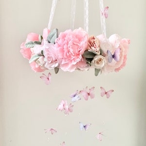 Butterfly Mobile, Flower mobile, Baby Girl Mobile, Princess Mobile, Floral Mobile, Pink Mobile, Flower chandelier