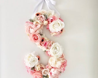 Floral Flower Letter, Alphabet, Initial, Monogram for Baby Nursery and Wedding Decor