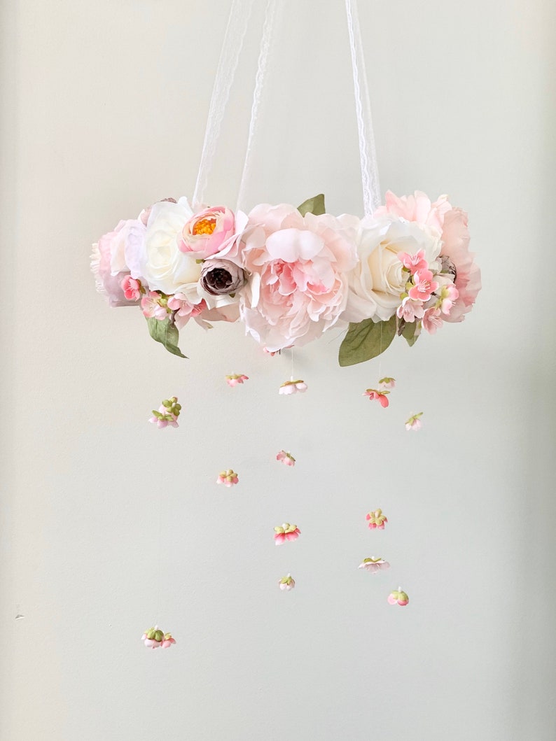 Pink Flower Mobile Nursery Mobile Baby Girl Mobile Etsy UK