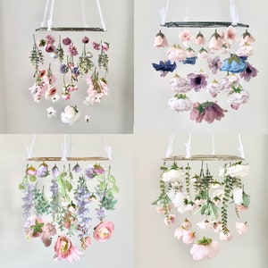 Custom Flower Mobile, Nursery Mobile, Baby Girl Mobile, Butterfly Mobile, Floral Mobile, Butterfly Mobile, flower chandelier, nursery decor, image 5