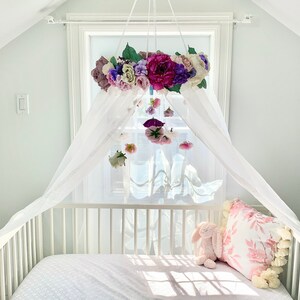 Flower Canopy, crib canopy, princess canopy, floral canopy, flower mobile, floral mobile, baby mobile image 5