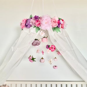 Flower Canopy, crib canopy, princess canopy, floral canopy, flower mobile, floral mobile, baby mobile image 10