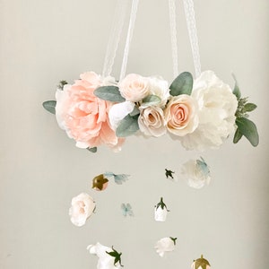 Flower Mobile, Nursery Mobile, Baby Girl Mobile, Princess Mobile, Floral Mobile, Rustic Mobile, flower chandelier image 3