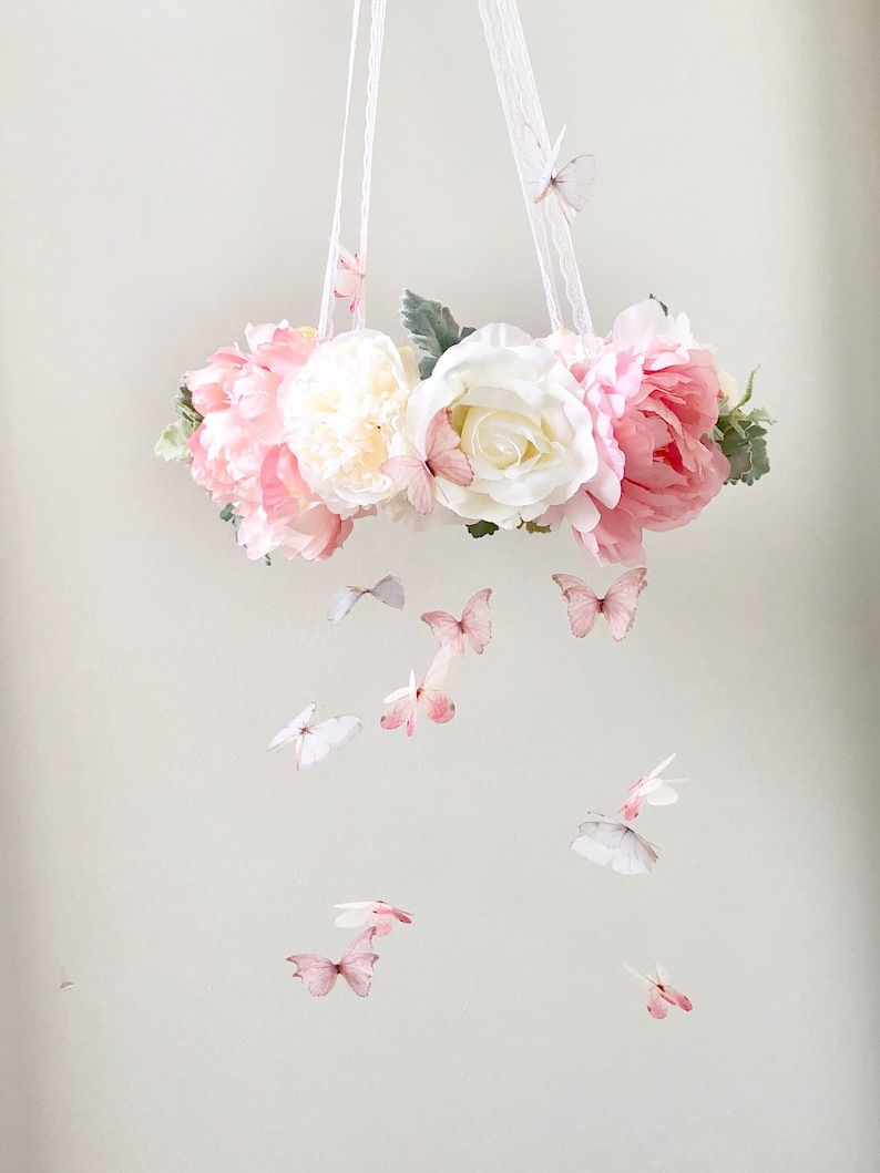 Flower Mobile Nursery Mobile Baby Girl Mobile Woodland Etsy